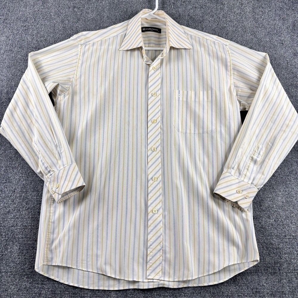 Arnaldo Bassini Mens 100 Shirt Striped Long Sleeve Pocket